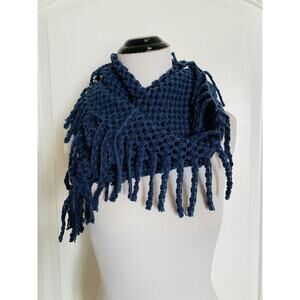 Los Angeles Boutique Chunky Open Knit Sweater Infinity Scarf Cowl Tube Neck Blue